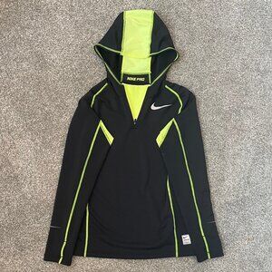 LAST CHANCE! Nike Pro Quarter Zip Hoodie Black and Volt - Boys Size L